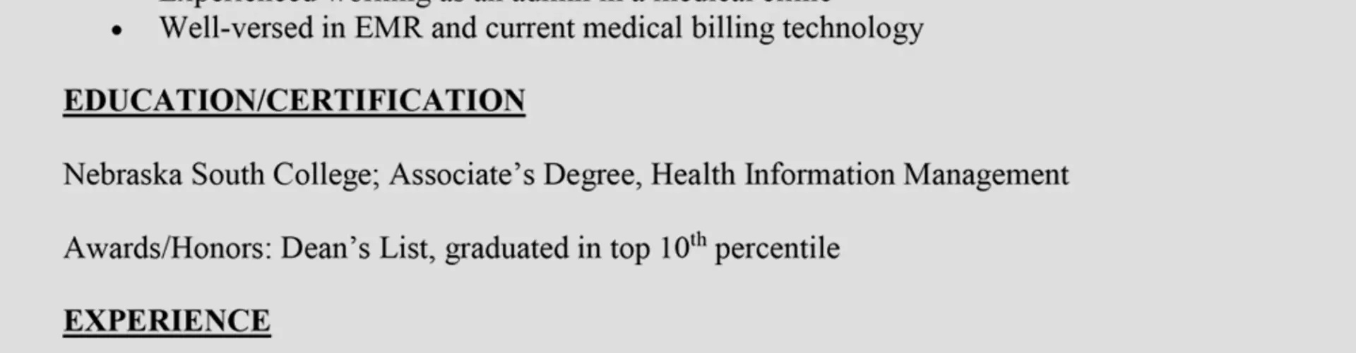 How to write a medical billing resume (with examples) How to write a medical billing resume (with examples)